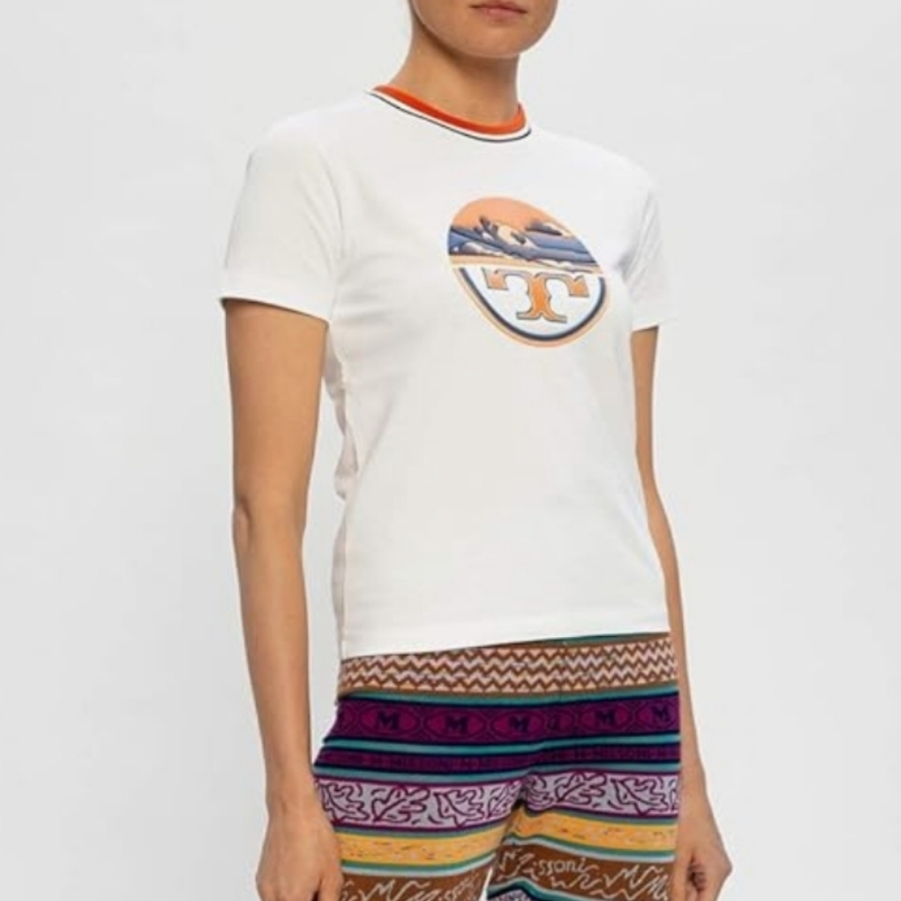 Tory Burch Aviation Logo White Shirt